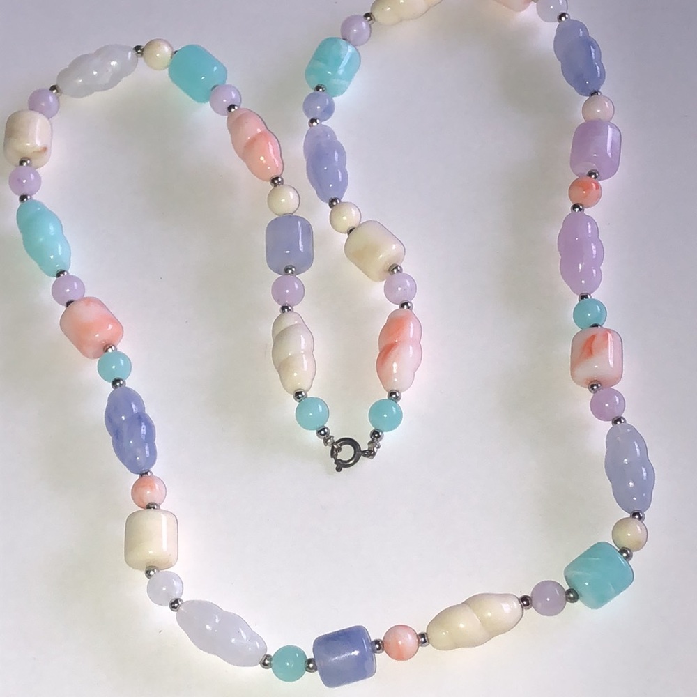 Vintage Pastel Lucite Beads Boho Beaded Necklace